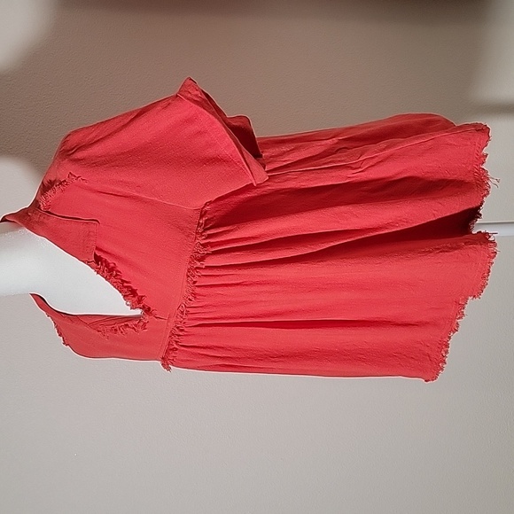 Umgee Top Blouse Popover Pullover Short Sleeve Collared Linen Cotton High Low S - Picture 3 of 15